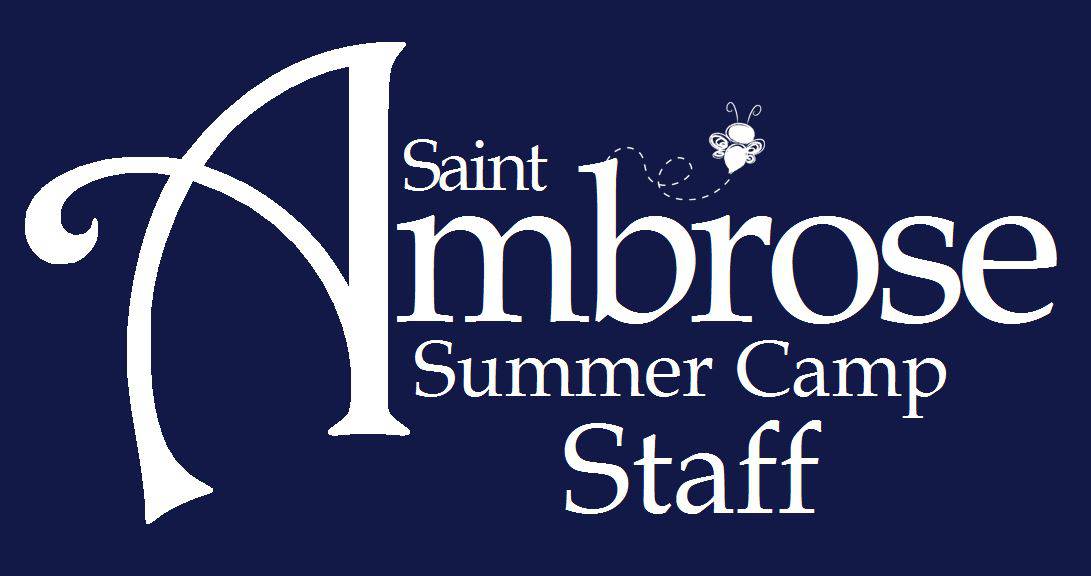 St. Ambrose Summer Camp Staff Logo (white On Blue With Bee)